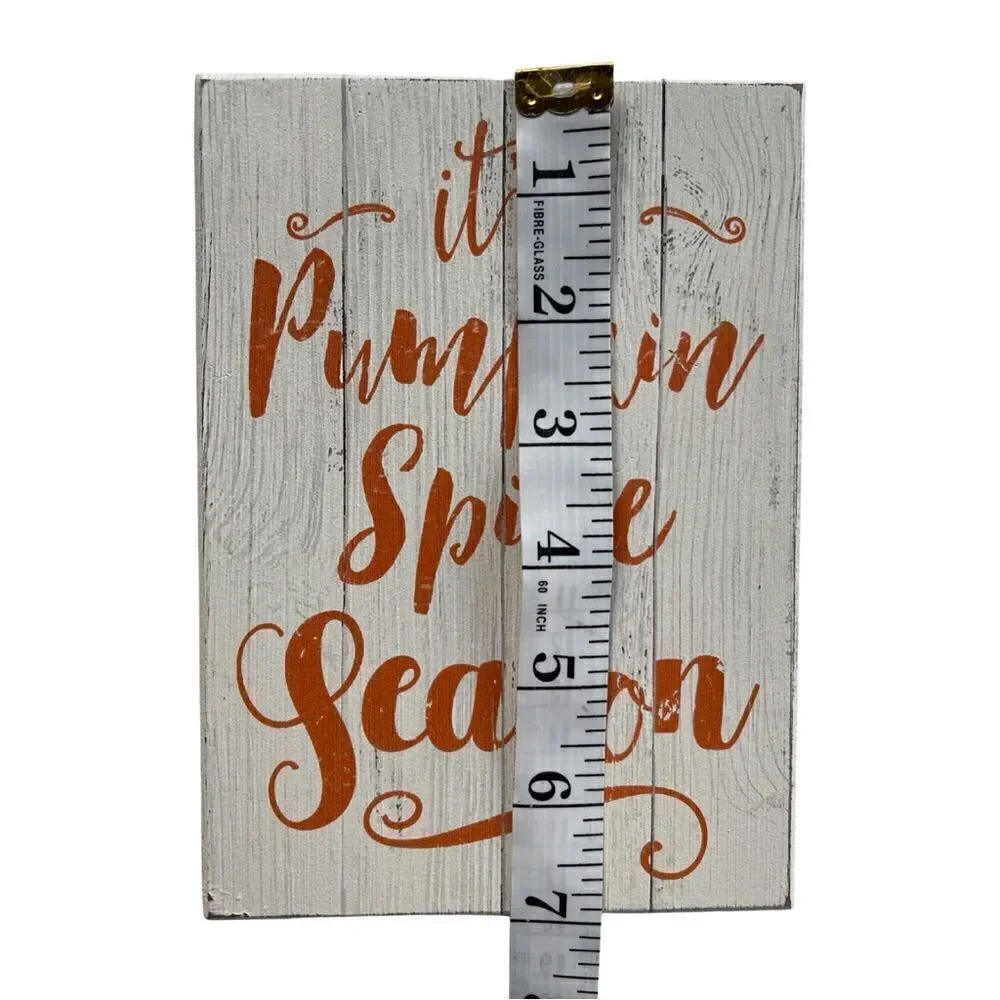 Pumpkin Spice Season Whitewashed Distressed Wood Sign Quill to Paper NWT